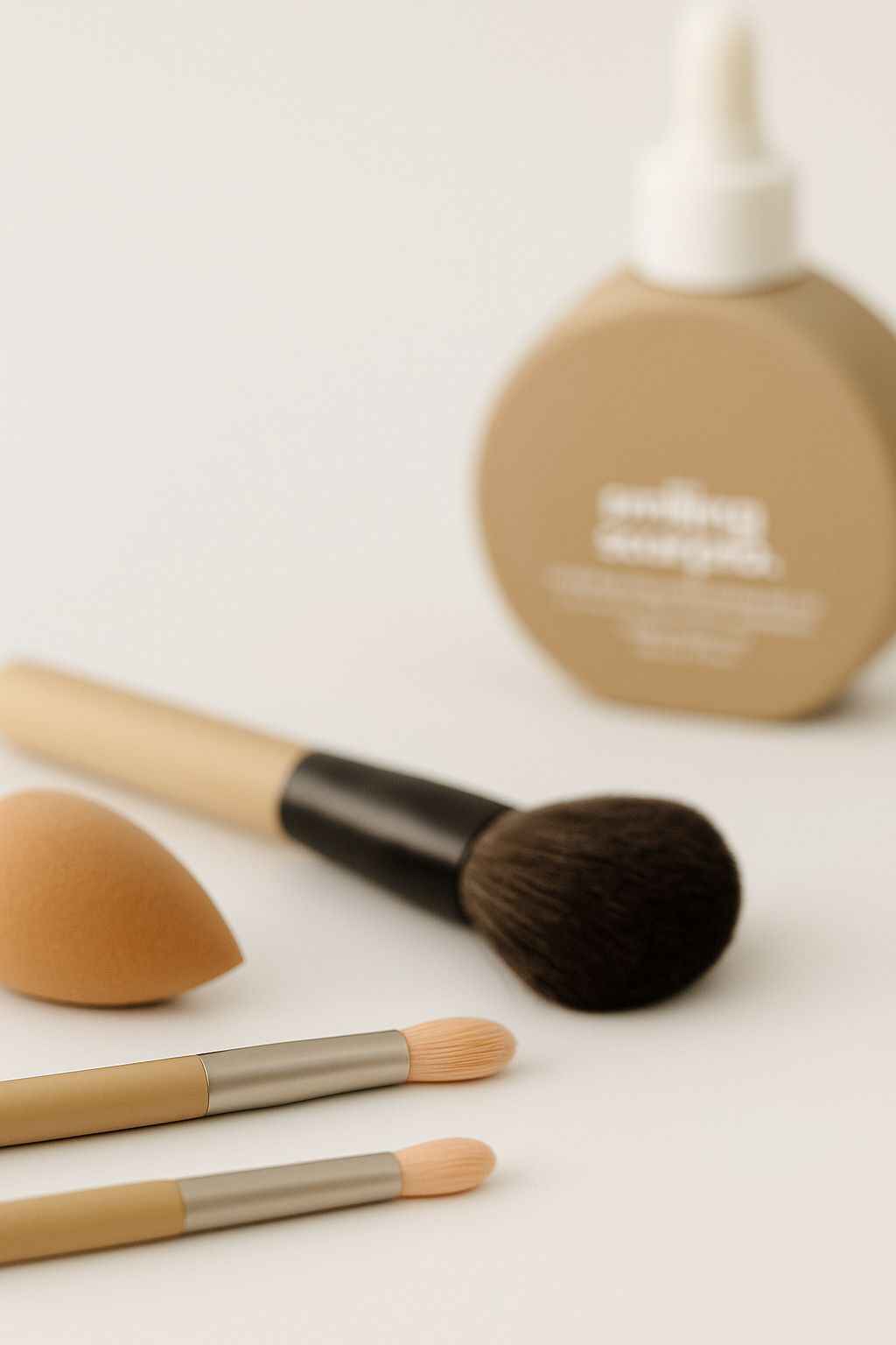 smiling scorpio makeup tool cleansing serum, brushes and sponge