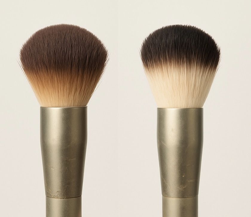 before and after dirty and clean brush after cleanse and conditioning